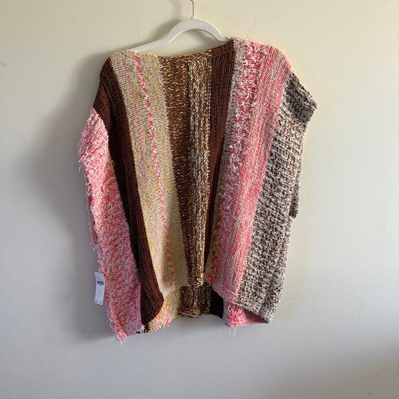 by ANTHROPOLOGIE Textured Poncho BOHO Sweater Top Size Small - Picture 6 of 9